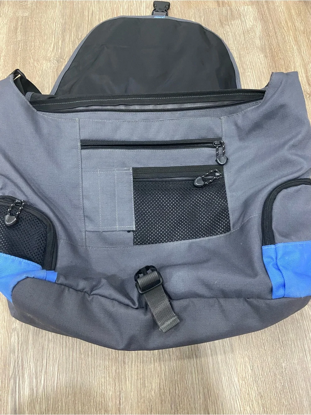 Eddie Bauer Two-Tone Blue and Gray Messenger Bag